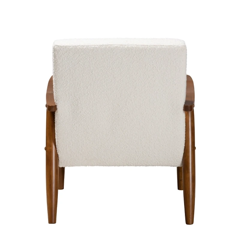 Ivory Boucle & Wood Frame Accent Chair