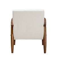 Ivory Boucle & Wood Frame Accent Chair