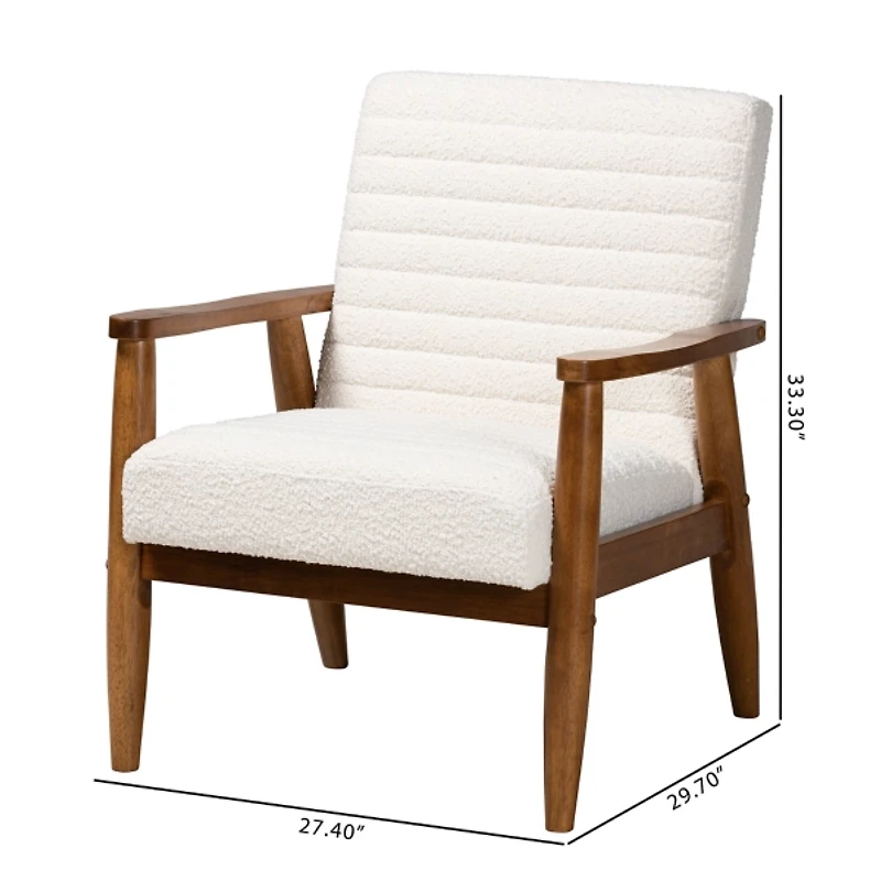 Ivory Boucle & Wood Frame Accent Chair
