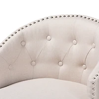 Beige Tufted Seat Swivel Counter Stools, Set of 2