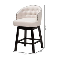 Beige Tufted Seat Swivel Counter Stools, Set of 2