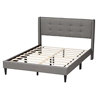 Gray Button Tufted Headboard Full Platform Bed
