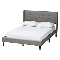 Gray Button Tufted Headboard Full Platform Bed