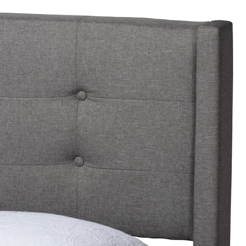 Amala Gray Button Tufted Queen Bed Frame