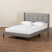 Amala Gray Button Tufted Queen Bed Frame