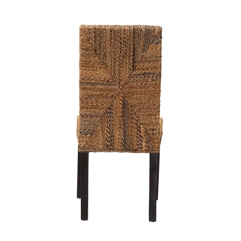 Woven Banana Fiber and Mahogany Dining Chair