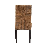 Woven Banana Fiber and Mahogany Dining Chair