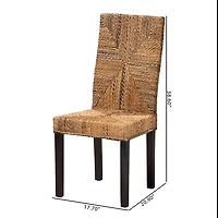 Woven Banana Fiber and Mahogany Dining Chair