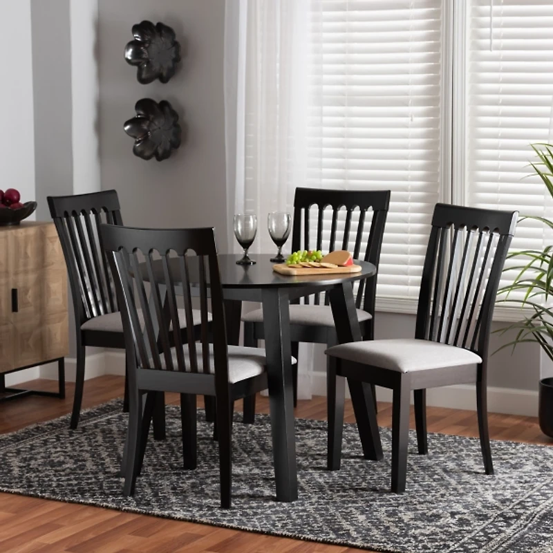 Classic Black Round Wood 5-pc. Dining Set
