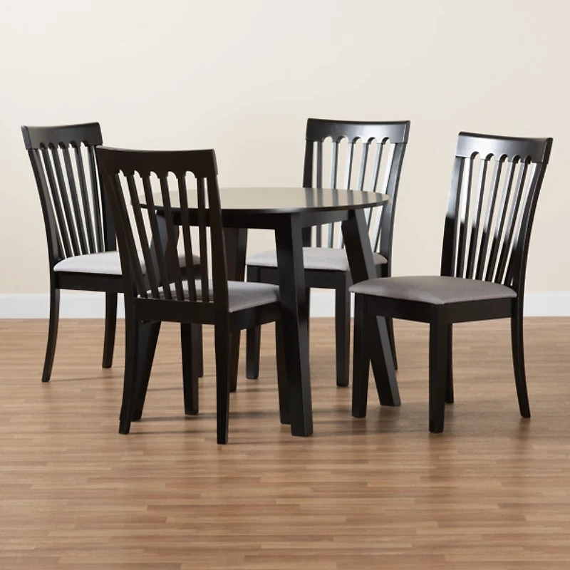 Classic Black Round Wood 5-pc. Dining Set