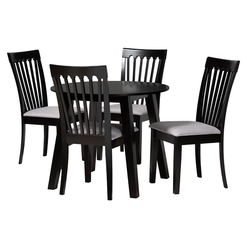 Classic Black Round Wood 5-pc. Dining Set