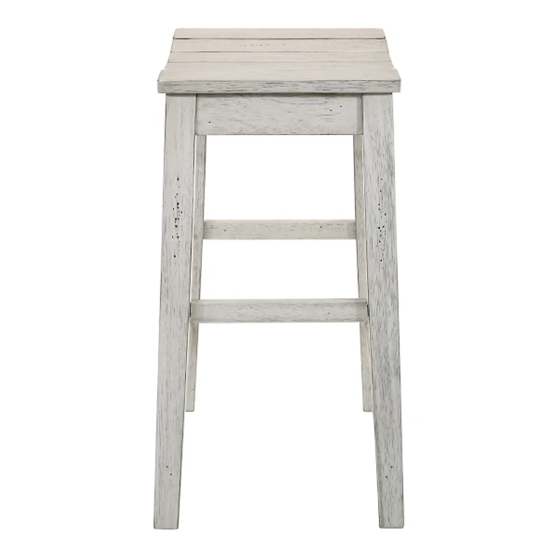 Whitewashed Saddle Seat Counter Stools, Set of 2