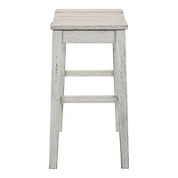 Whitewashed Saddle Seat Counter Stools, Set of 2