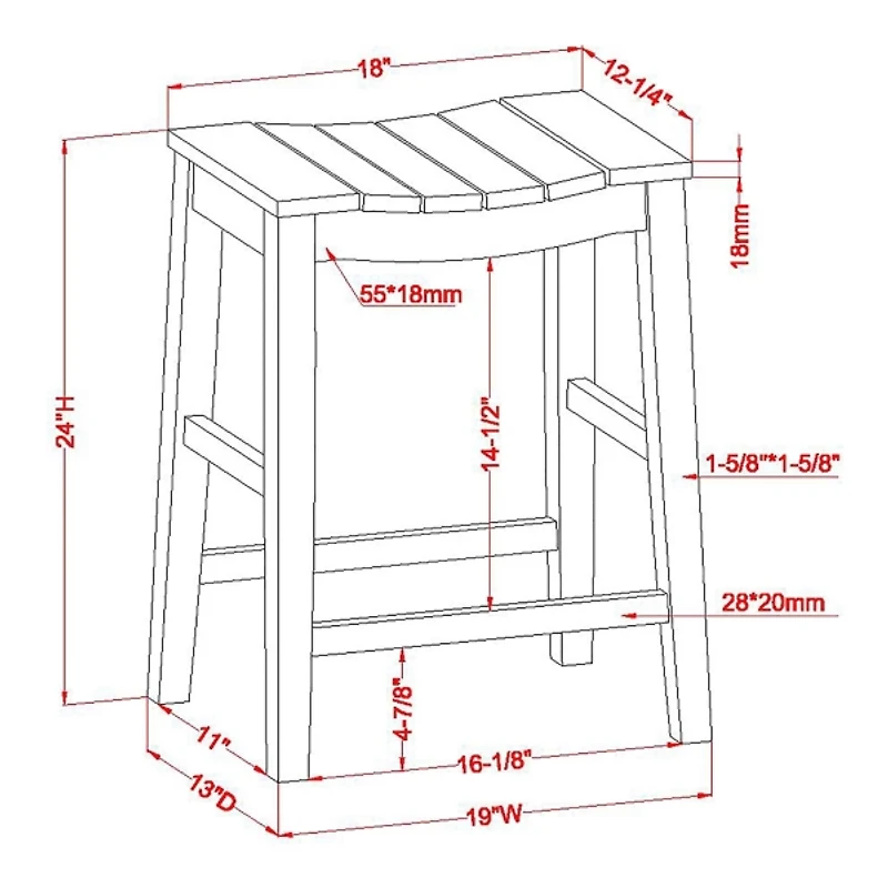 Whitewashed Saddle Seat Counter Stools, Set of 2