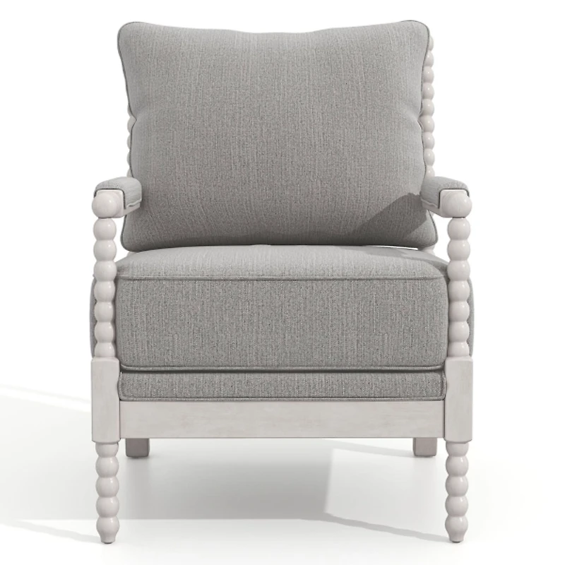 Gray and White Beaded Frame Accent Chair