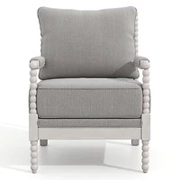 Gray and White Beaded Frame Accent Chair