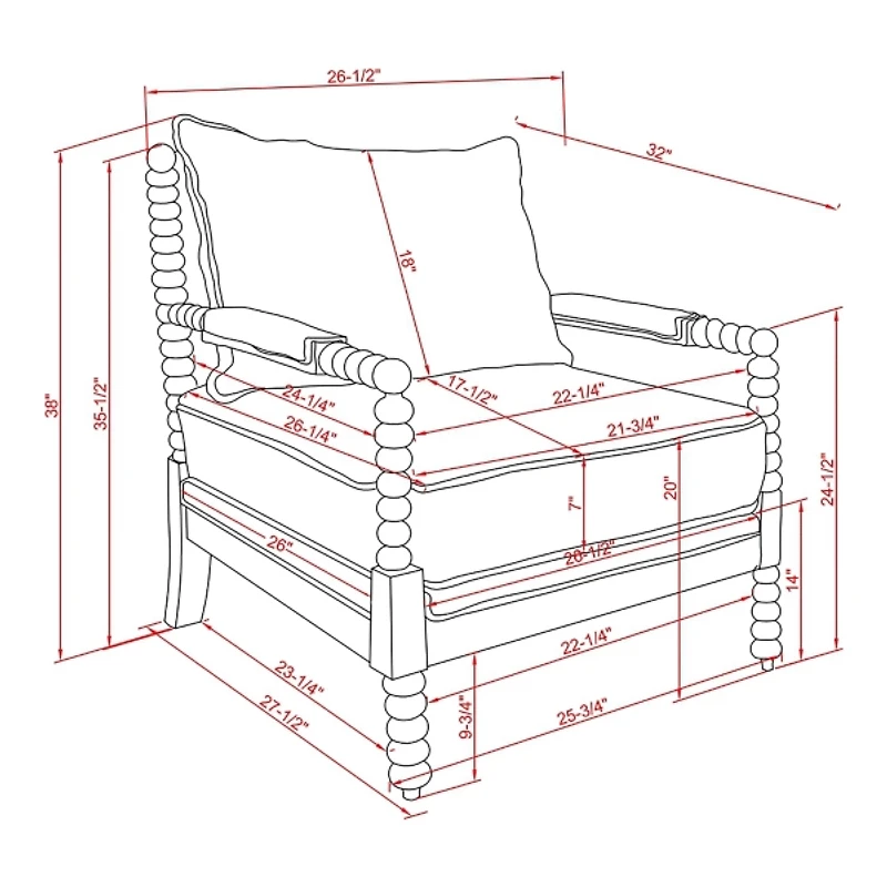 Gray and White Beaded Frame Accent Chair
