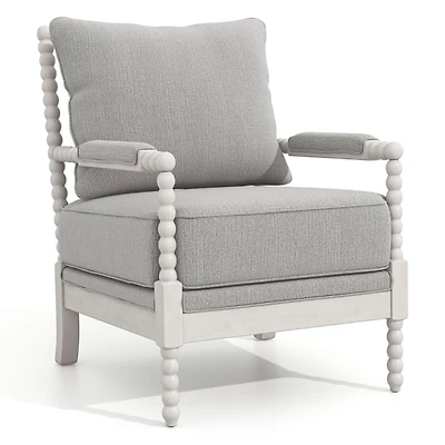 Gray and White Beaded Frame Accent Chair