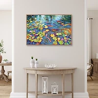 Koi Fish and Water Lilies Framed Canvas Art Print