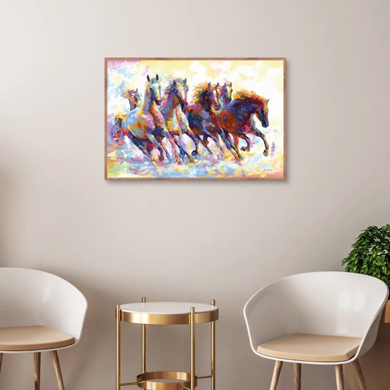 Wild Horses Running Framed Canvas Art Print
