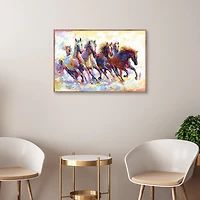 Wild Horses Running Framed Canvas Art Print