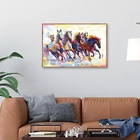 Wild Horses Running Framed Canvas Art Print
