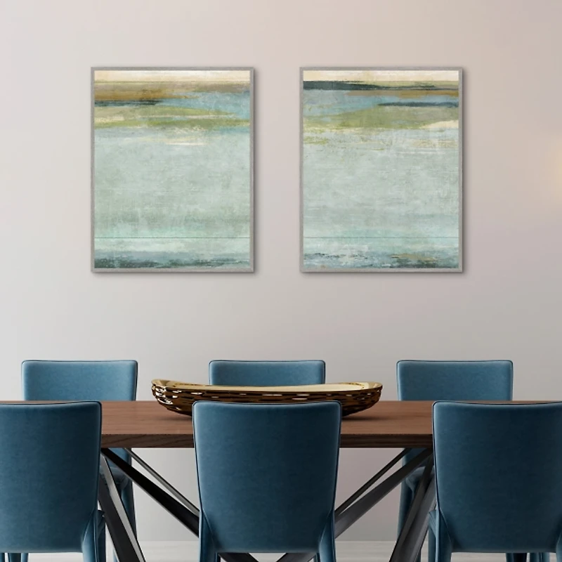 Seafoam Framed Canvas Art Prints, Set of 2
