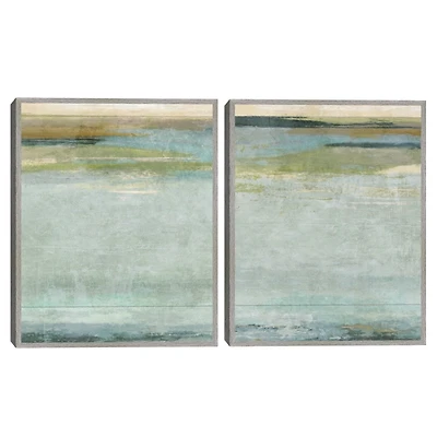 Seafoam Framed Canvas Art Prints, Set of 2
