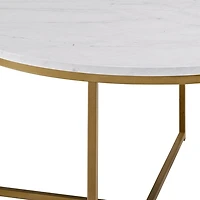 White Faux Marble & Gold X-Base Coffee Table