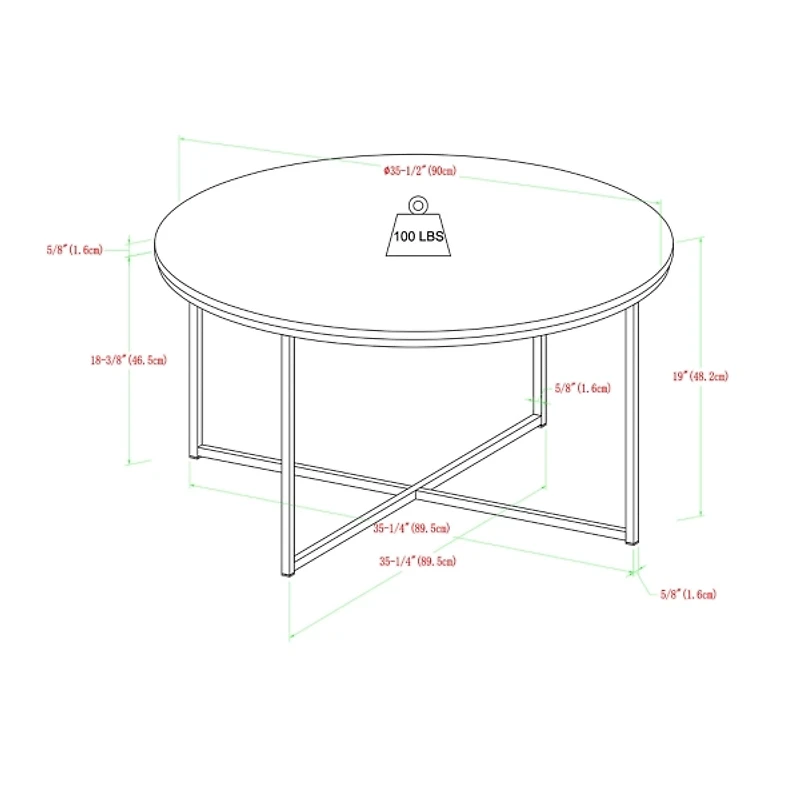 White Faux Marble & Gold X-Base Coffee Table