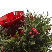 Cedar and Berry Candle Ring Centerpiece