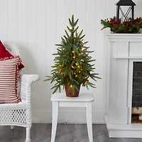 Pre-lit Mini Christmas Tree in Gold Pot, 30 in.