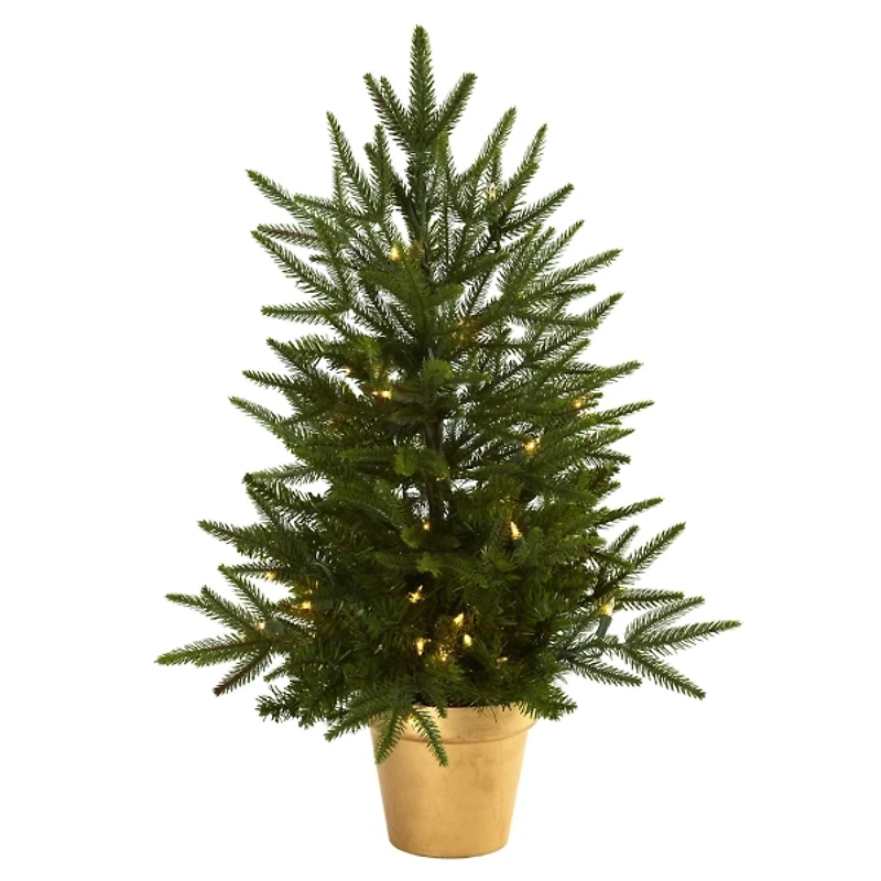 Pre-lit Mini Christmas Tree in Gold Pot, 30 in.