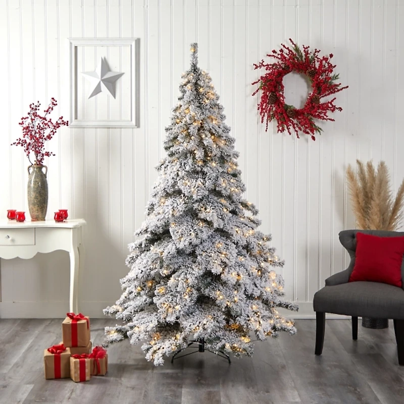 7 ft. Pre-lit Flocked Fir Christmas Tree