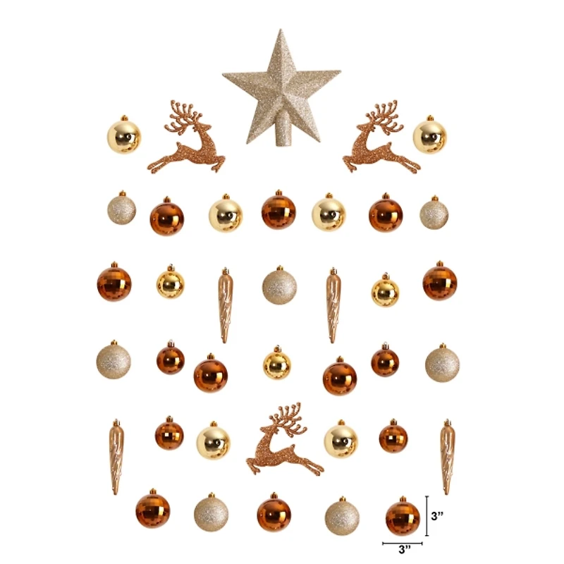 Gold 40-pc. Christmas Ornament & Star Topper Set