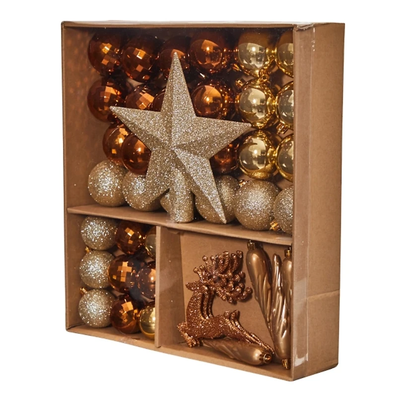 Gold 40-pc. Christmas Ornament & Star Topper Set