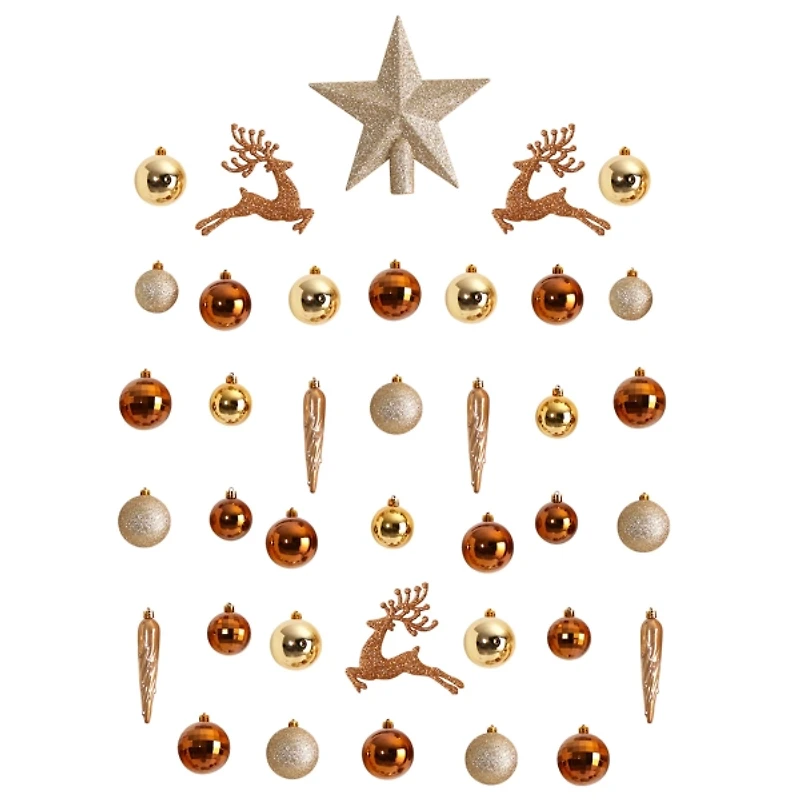 Gold 40-pc. Christmas Ornament & Star Topper Set
