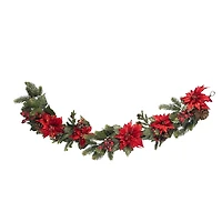 Poinsettia and Berries Christmas Garland