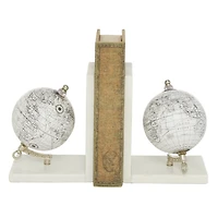 White Marble Globe Bookends, Set of 2