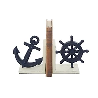 Navy Metal Coastal Bookends, Set of 2