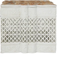 White Metal and Carved Wood Boxes, Set of 3