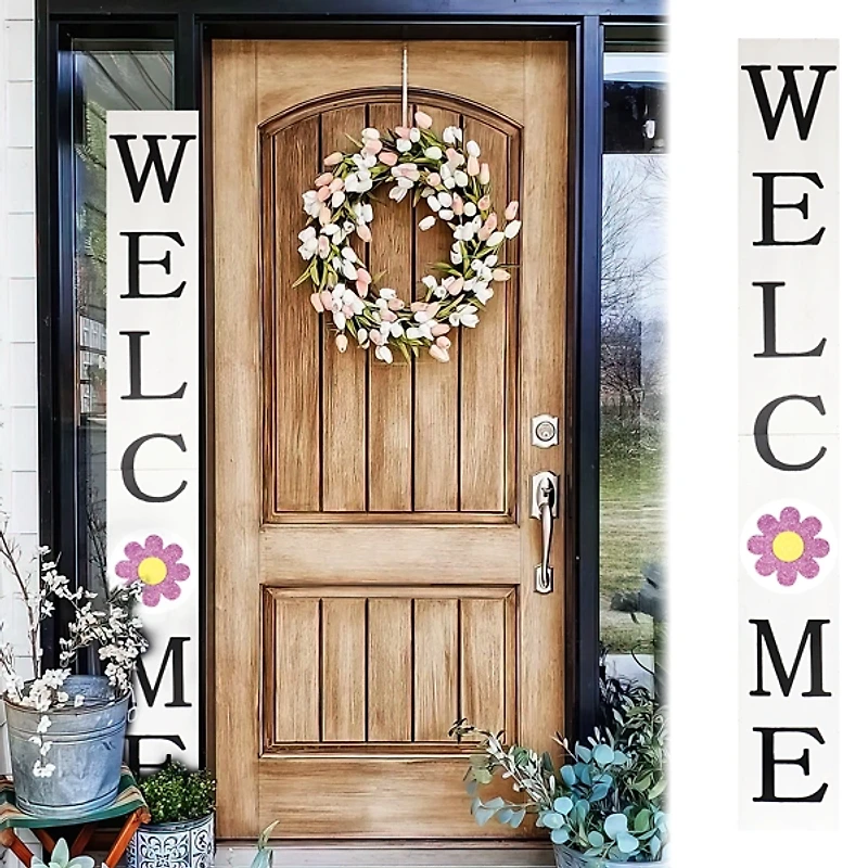 White Welcome Spring Porch Board