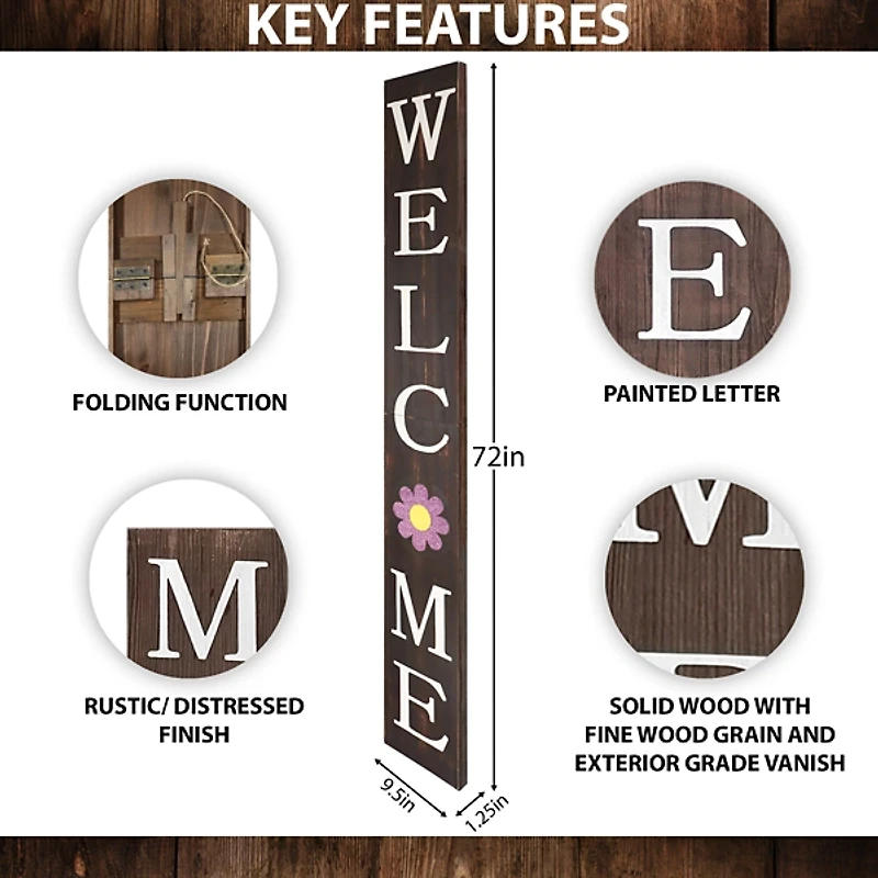 Brown Welcome Spring Porch Board