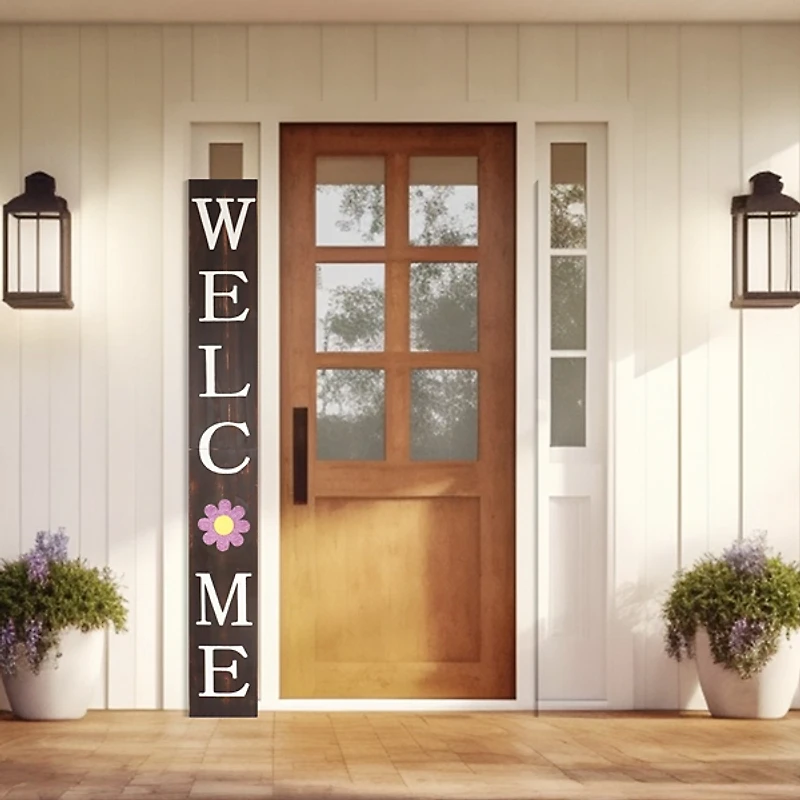 Brown Welcome Spring Porch Board