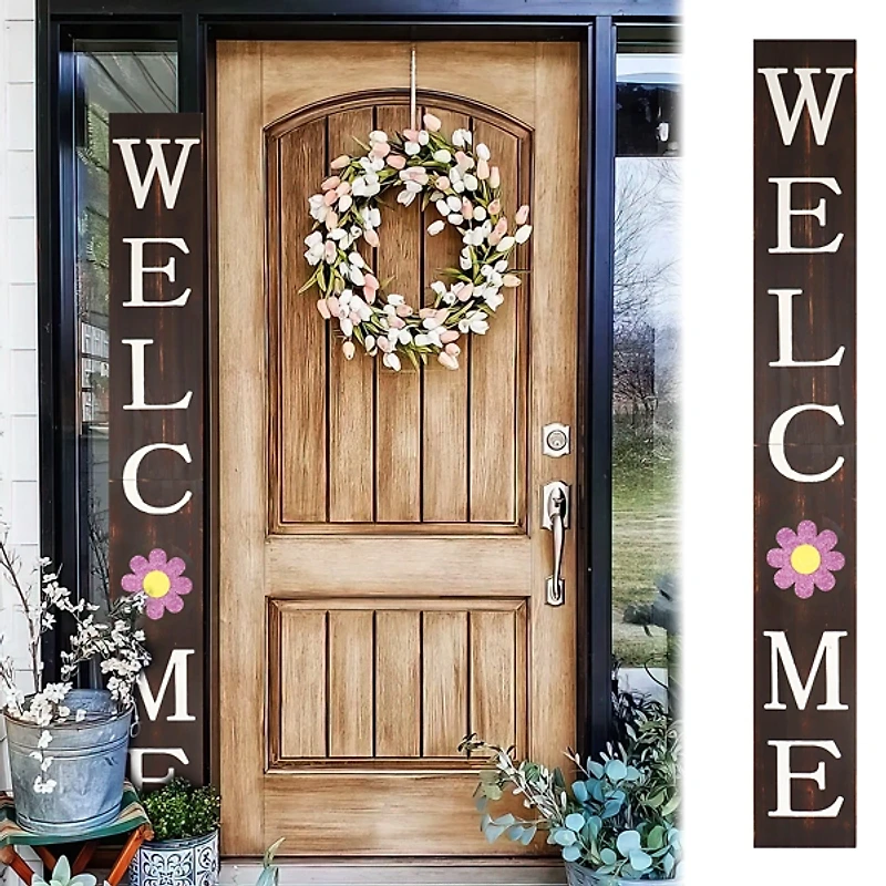 Brown Welcome Spring Porch Board