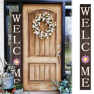 Brown Welcome Spring Porch Board