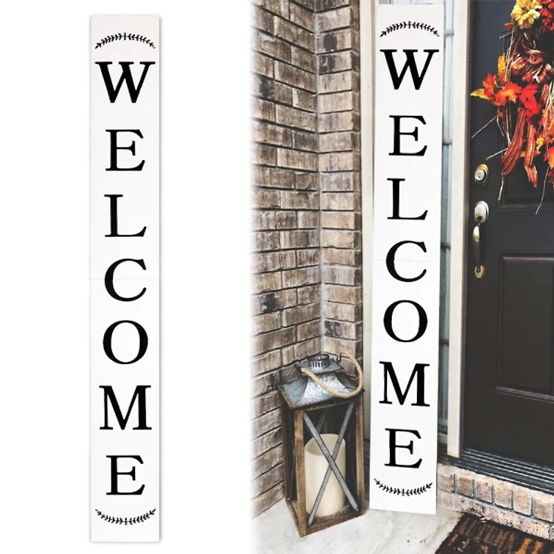 White Welcome Laurel Porch Board