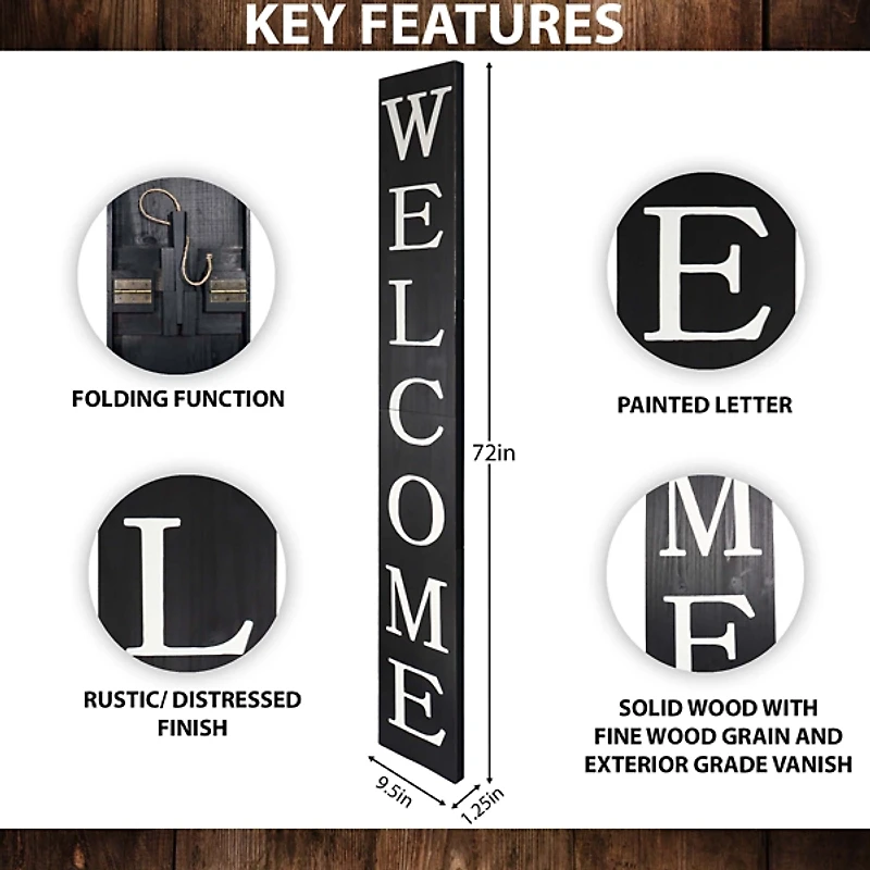 Black Foldable Welcome Porch Board
