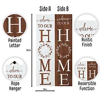 Welcome to Our Home Wreath Two-Sided Porch Board