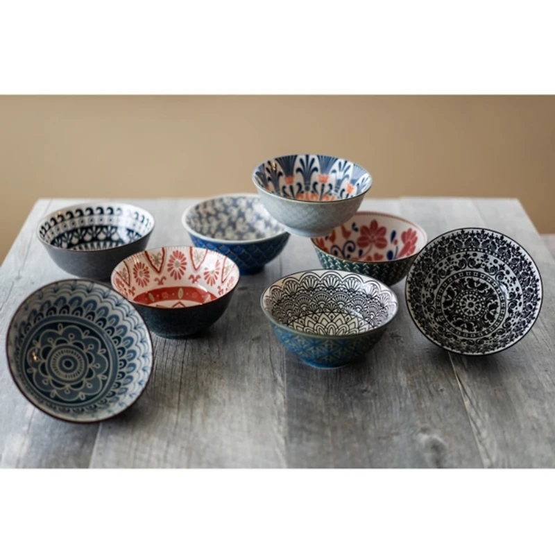 Multi Patterned Ceramic 8-pc. Bowl Set